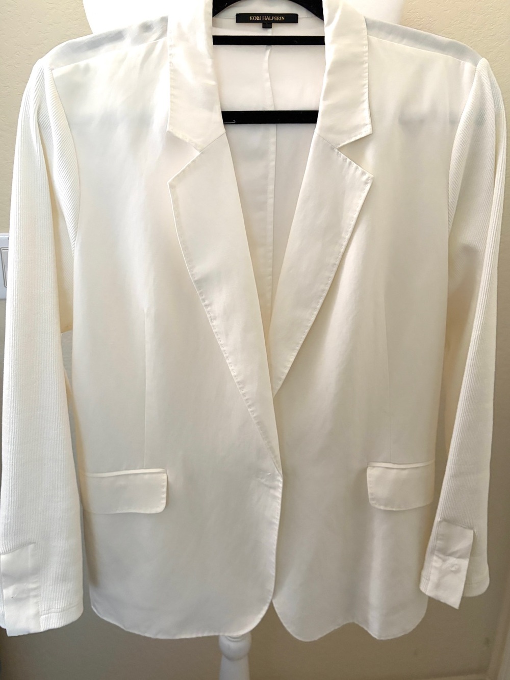 Kobi Halperin Cream/White Blazer Jacket w/ Knit Sleeves